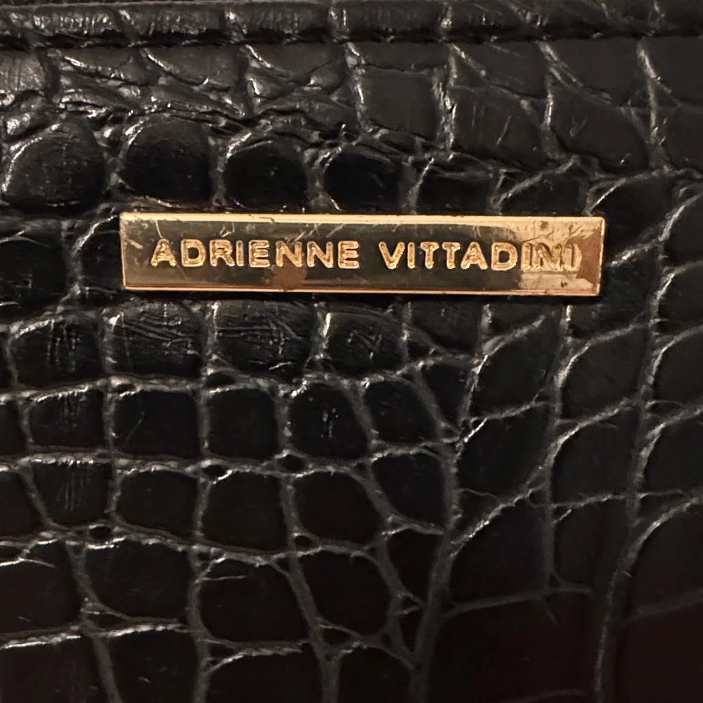 Adrienne Vittadini Black Croc-Embossed Clutch/Wallet